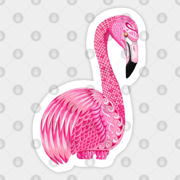 Pink Flamingo Totem Animal Sticker by FreeSpiritMeg